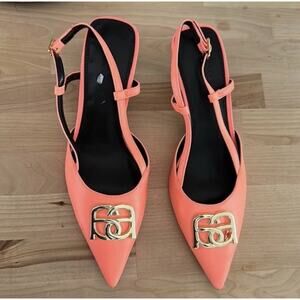 ASOS Women's Sherwood Coral Gold Trimmed Detail Mid-Heeled Shoes Size 5 (3 UK)